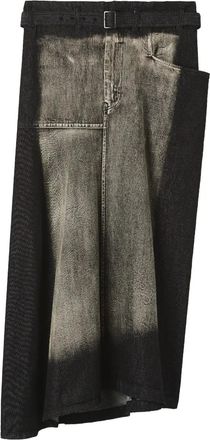Yohji Yamamoto asymmetric midi skirt - women - Cotton - 3 - Black