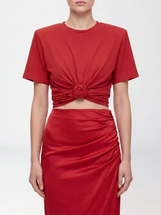 Magda Butrym Top cropped con applicazione floreale e spalle imbottite
