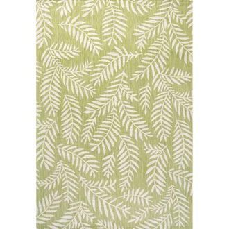 Jonathan Y Designs Nevis Palm Frond Indoor/Outdoor Area Rug in Green/cream at Nordstrom, Size 2Ft 0In X 8Ft 0In