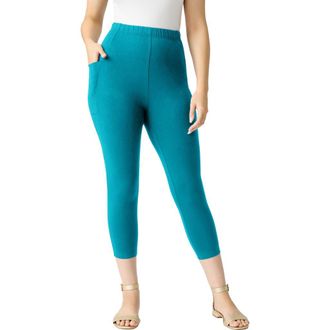 Roaman's Side-Pocket Essential Capri Legging in Deep Turquoise at Nordstrom, Size 44