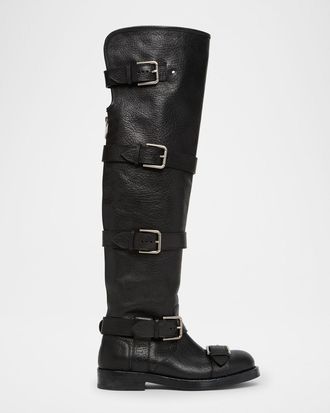 Dolce & Gabbana Leather Buckle Over-The-Knee Boots