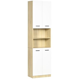Kleankin Columna de ba&ntilde;o 53x33.5x195.7 cm blanco y roble