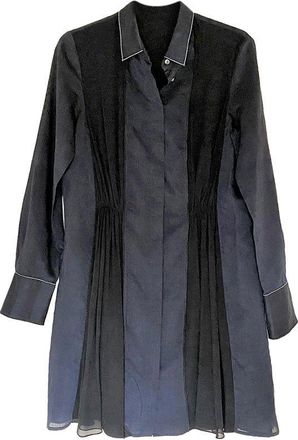 3.1 Phillip Lim Black & Navy Cotton & Silk Shirt Dress Size S