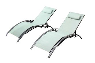 Concept Usine Conjunto de 2 tumbonas de aluminio y textileno verde pastel