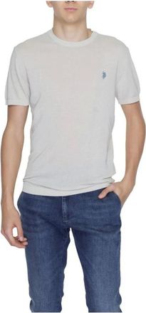 U.S.Polo Association U.s. Polo Assn., Tops, Heren, Grijs, L, Katoen, Grijze Katoenen Korte Mouw Sweater