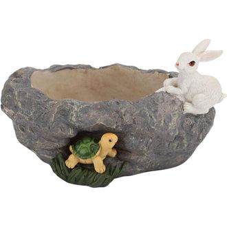 OEM Macetas Creativas De Resina Para Suculentas, Decoraci&oacute;n Artesanal Para El Hogar, Imitaci&oacute;n De Piedra Y Madera Seca, Carrera De Tortugas Y Liebres -cre
