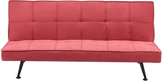 Beliani Sof&aacute; cama 3 plazas Tela Rojo