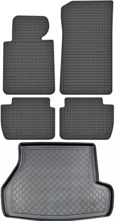 OEM Bmw Serie 3 E46 Familiar De 1998-2005, Juego - Alfombrillas De Goma Para Coche + Alfombrilla Para Maletero