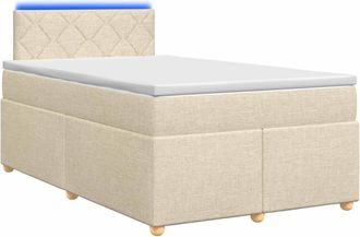 vidaXL Letto Box Spring Con Materasso Crema 120 X 190 Cm Tessuto Vidaxl