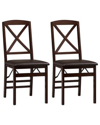 Linon Set of 2 Triena X Back folding Chairs
