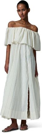 Day Birger Et Mikkelsen Chrissi Raw Stripe Bardot Maxi Dress in Jet Stream at Nordstrom, Size 10