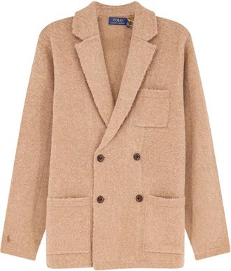 Polo Ralph Lauren Dubbelrijige gebreide blazer - Heren - Blazers - Beige - XL - Wol - Jassen