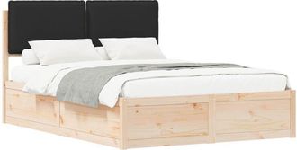 vidaXL Estructura De Cama Con Cabecera Tapizada Negro 135 X 190 Cm Vidaxl