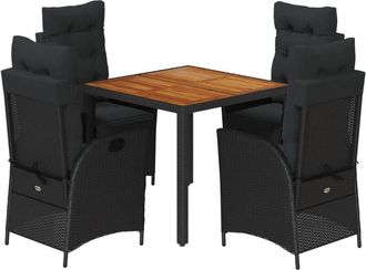 vidaXL Set De Muebles Jard&iacute;n 5 Pzas Con Cojines Rat&aacute;n Sint&eacute;tico Negro Vidaxl