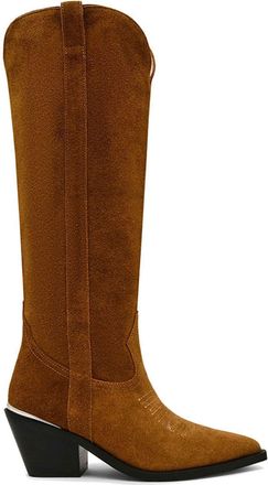 Steve Madden Womens Suede Spiral Boot Browns - Tan - Size UK 5