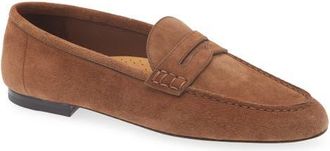 Ralph Lauren Purple Label Collins Suede Penny Loafer in Chesnut Brown at Nordstrom, Size 10