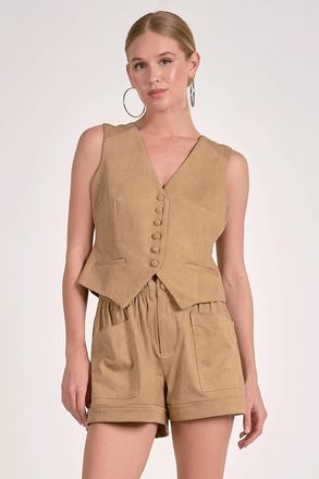 Elan Elastic Waist Short In Sand