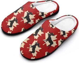 Generic Canada Canadian Flag Moose Cotton Slippers for Women Indoor Outdoor Slipper Slip-On Memory Foam Home Shoes