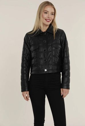 Dolce Cabo Vegan Leather Quilted Jacket In Black