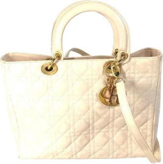 Dior Pre-owned Leather dior-bags - Dames - Vintage Shopper - Beige - ONE Size - Leer - Vintage