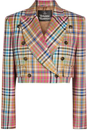 Vivienne Westwood Checked Cropped Wool Jacket - Multicoloured 1 - 42 (UK10 / S)