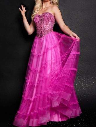 Jovani Princess Gown In Hot Pink