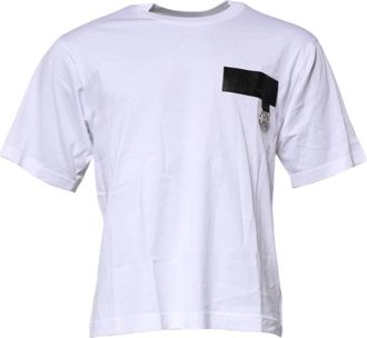 Dolce & Gabbana Wit Crew Neck T-Shirt Logo Patch - Heren - T-shirts - Wit - XS - Katoen - Tops