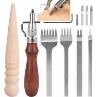 OEM Accesorios De Cuero: 4 Tijeras Para Cuero + Una Herramienta De Costura Manual 5 En 1 + Una Varita Para Pulir. Kit De Herramientas Para Alisar Y Trabaj