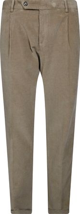 Berwich Brown Pleated Corduroy Straight-Leg Pants