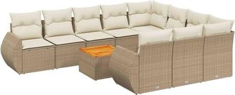 vidaXL Set De Sof&aacute;s De Jard&iacute;n 11pzas Con Cojines Rat&aacute;n Sint&eacute;tico Beige Vidaxl