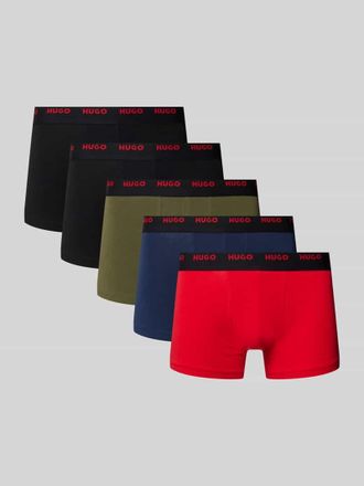 HUGO BOSS Trunks mit elastischem Label-Bund im 5er-Pack in Marine, Größe S