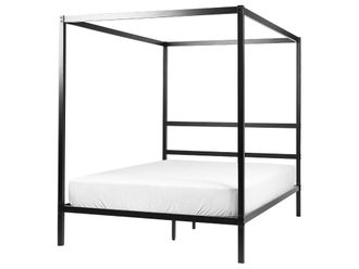 Beliani Cama con dosel de metal negro 140x200