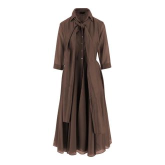 F.it Shirt Dresses, female, Brown, Size: L Lyocell Blend Dress with Knotted Collar