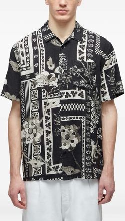 Osklen Overhemd met patchwork en bloemenpatroon - Zwart