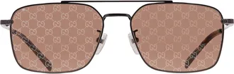 Gucci Brown Logo Navigator Mens Sunglasses GG1957SA 005 58