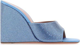Amina Muaddi 95mm Lupita sandals - women - Crystal/Calf Leather/Satin/Calf Leather/Rubber - 38.5 - Blue
