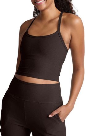 Beyond Yoga Space Dye Slim Racerback Crop Tank in Dark Chocolate Heather at Nordstrom, Size Xx-Large