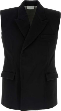 VTMNTS Mens Black Wool Sleeveless Blazer - Size Medium