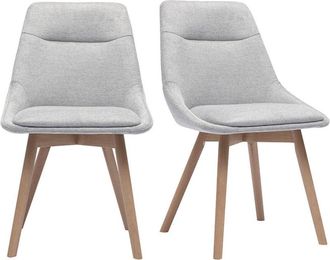 Miliboo Sillas De Tela Efecto Terciopelo Texturizado Gris Claro Y Madera Clara (lote De 2) Aless
