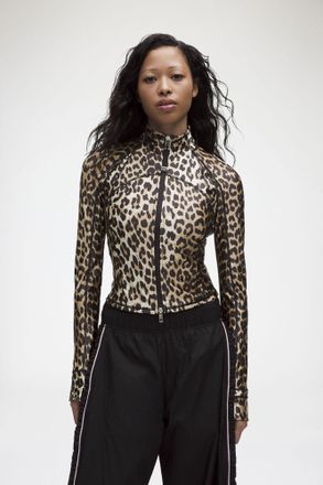 Ganni x lululemon Define Ruffle-Trim Jacket in Leopard Size 10 - Mixed