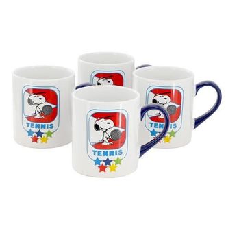 Peanuts Best In Sports Tennis 4 Piece 19 Ounce Stoneware Mug Set in White at Nordstrom