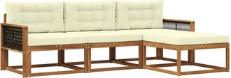 vidaXL Conjunto De Sof&aacute;s De Exterior 4 Uds. Natural Y Crema Vidaxl