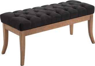 Clp Banco con patas de madera y asiento en Tela Gris oscuro