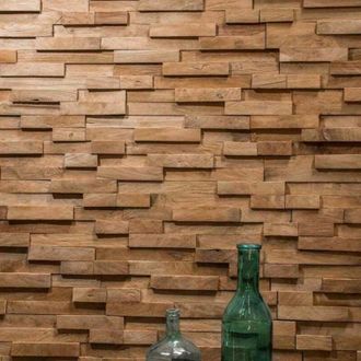 Wanda Collection Revestimiento Paramento De Teca Natural Reciclada 20 X 50 Cm