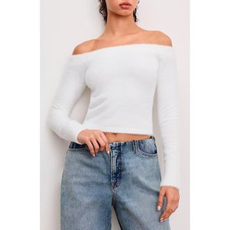Good American Off the Shoulder Sweater in Cloud White001 at Nordstrom Rack, Size X-Small