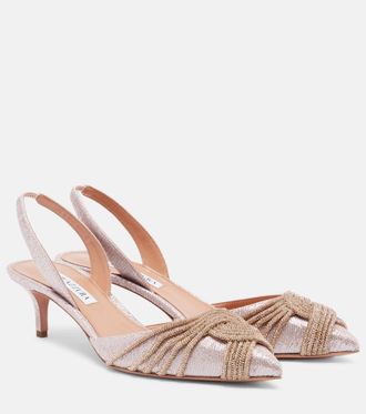 Aquazzura Gatsby 50 embellished slingback pumps
