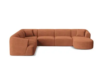 Cosmopolitan Design Sof&aacute; esquinero modular panor&aacute;mico izquierdo 7 plazas pana terracota