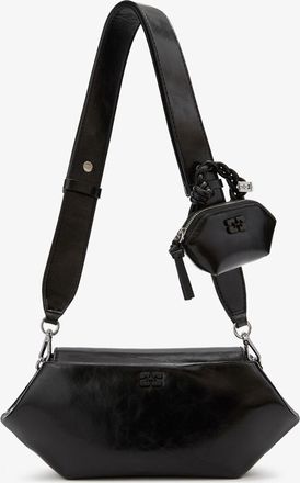 Ganni Black Bou Bag East/West Shine in