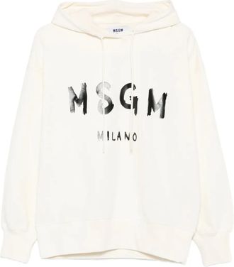 Msgm Felpa con cappuccio e logo - Bianco