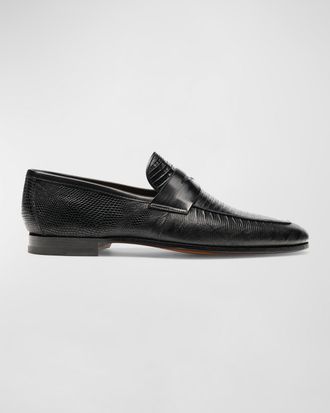 Magnanni Mens Vincente Lizard Penny Loafers